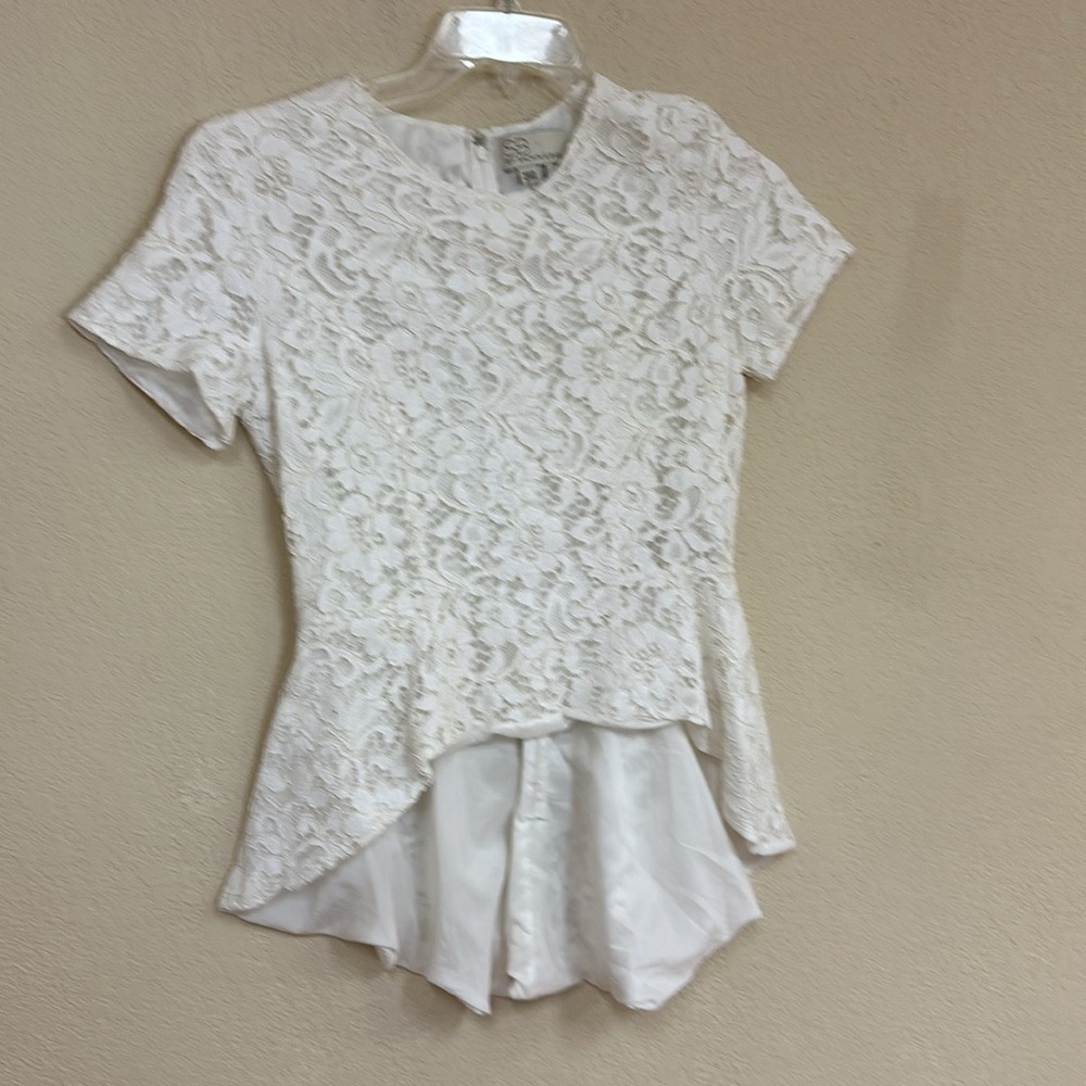 SB by SACHIN & BABI white lace peplum high low top size M - Picture 3 of 6